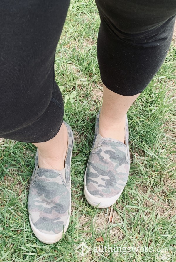 Flat Camouflage Shoes That I’ve Been Wearing Sockless For Months.