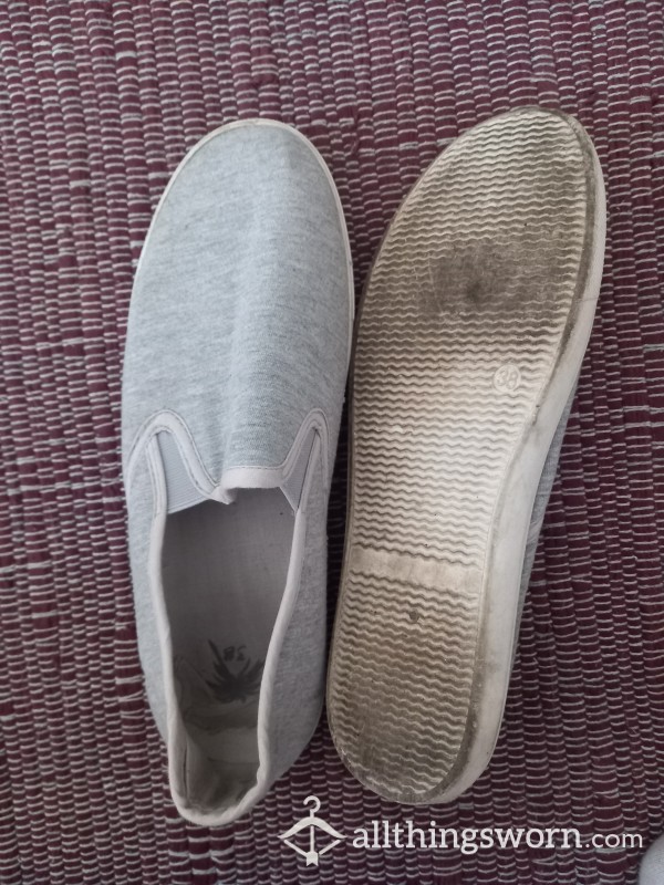 Flat Grey Shoes, Size 38