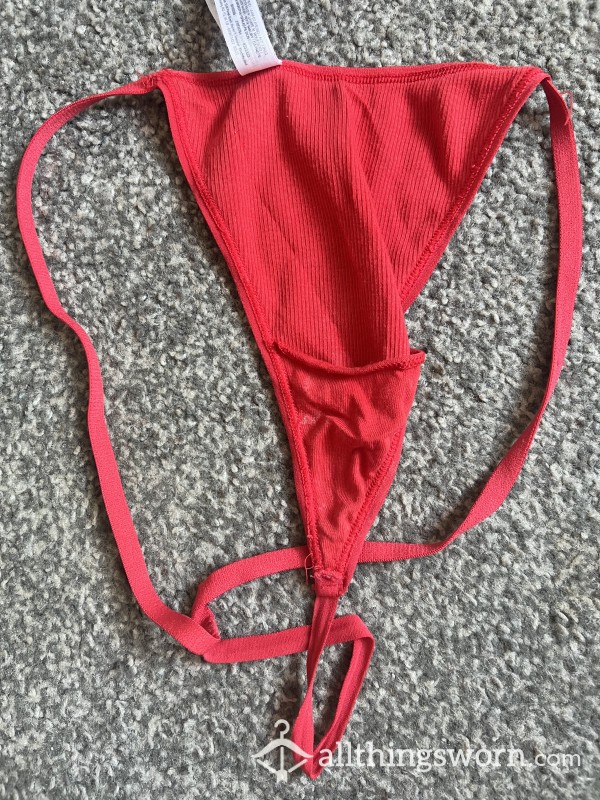 Flight Attendants Red G String Thong Worn For 24 Hours