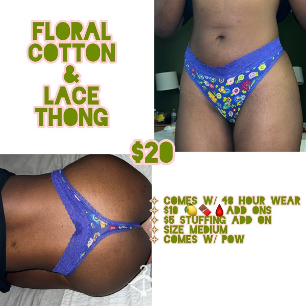 Floral Cotton & Lace VS Thong
