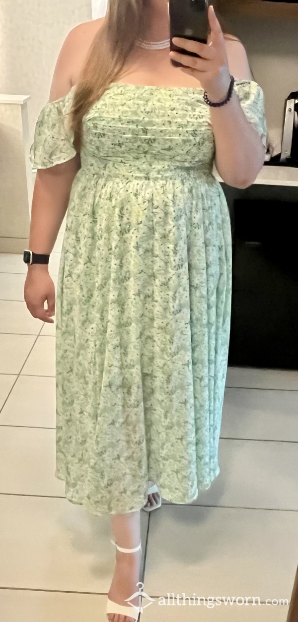 Floral Green Chiffon Dress