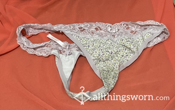 Stained Floral Lace Thong - XL