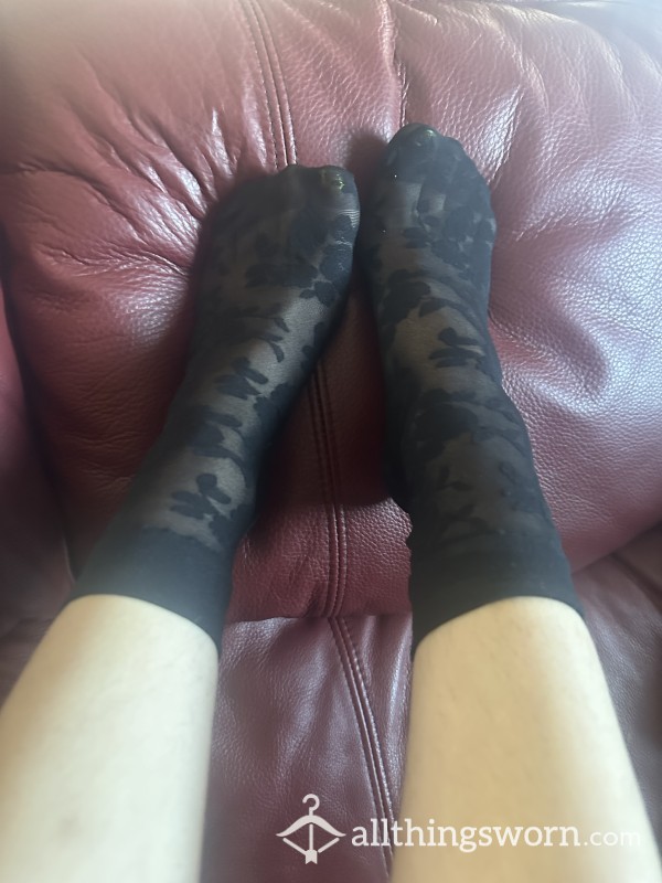 Floral Nylon Pantyhose Ankle Socks
