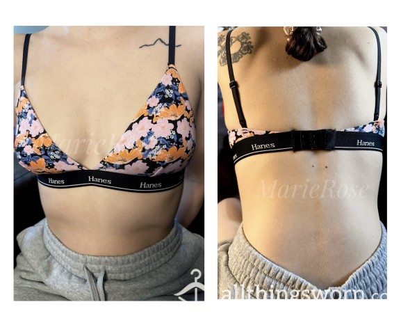 Floral Printed Hanes Cotton Triangle Bralette