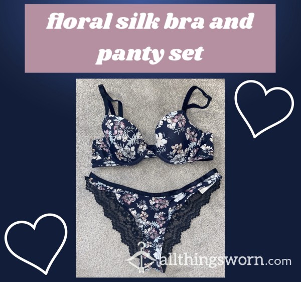 Floral Silk Bra And Panty Set🌺