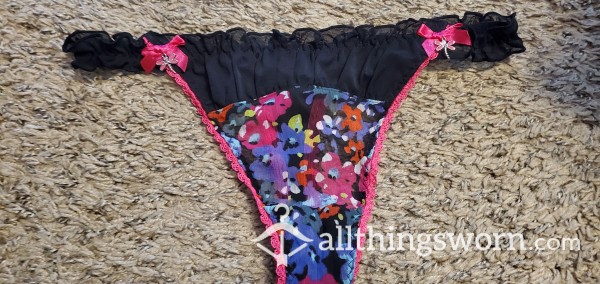 Floral Thong With Charms