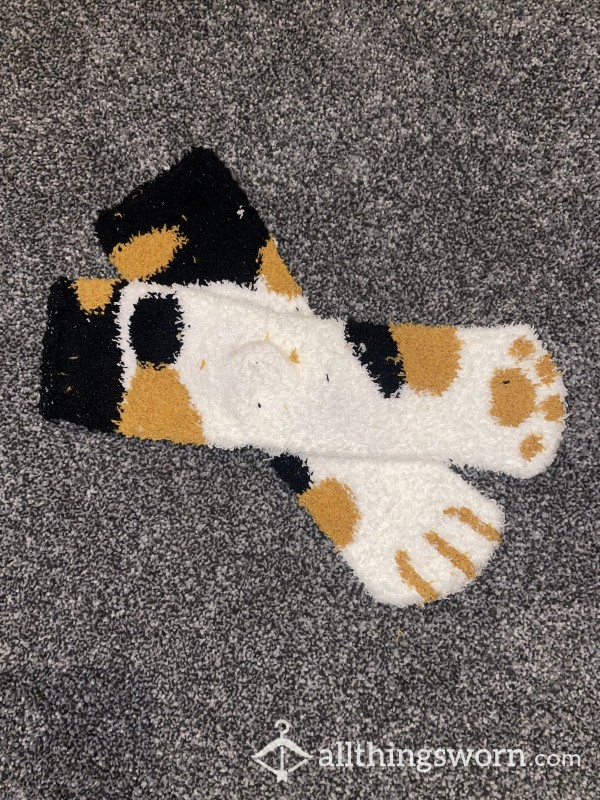 Fluffy Cat Paw Socks. Super Soft. Perfect For Keeping Your Little Guy Warm 😉