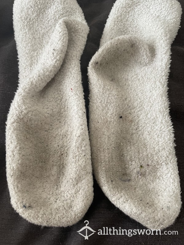 Dirty White Fluffy Fuzzy Bed Socks