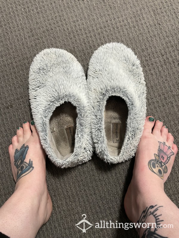 Fluffy Grey Slippers