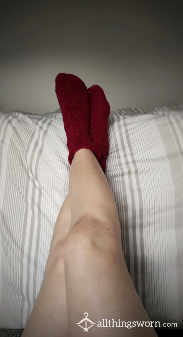 Fluffy Maroon Bed Socks