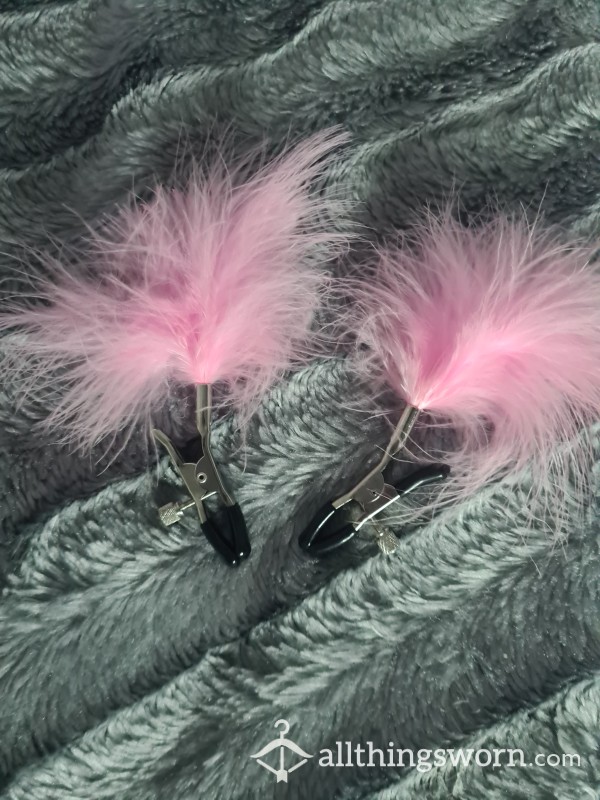 Fluffy Pink Nipple Clamps. Perfect For A Sissy 💓