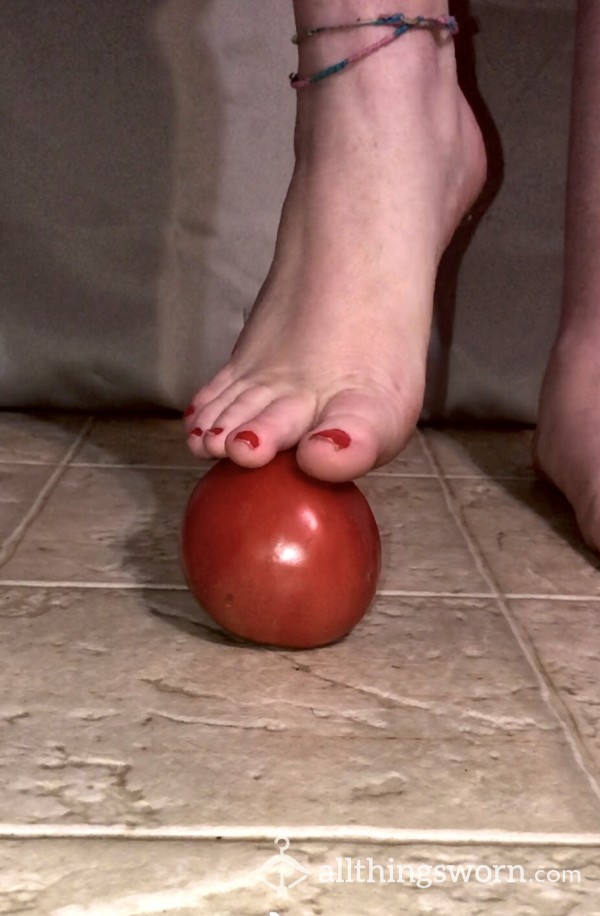 Foot Food Crushing Video- Juicy Tomato 💦🍅