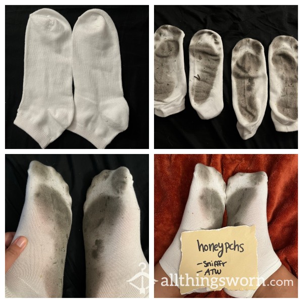 Footprint Socks/works Of Feet Art/dirty Dusty Grass-gravel Stained White Socks/ Size 10 Feet