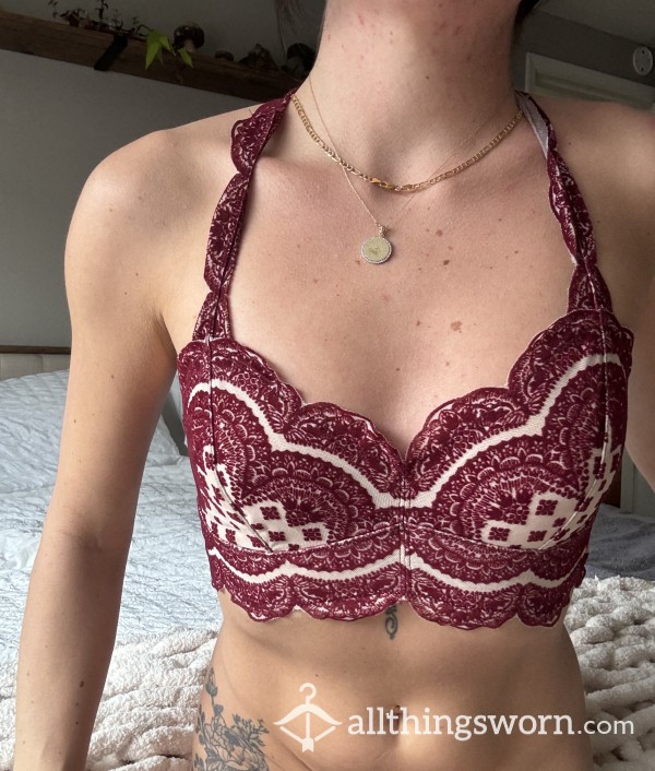 Free People Bralette With Sexy Red Lace