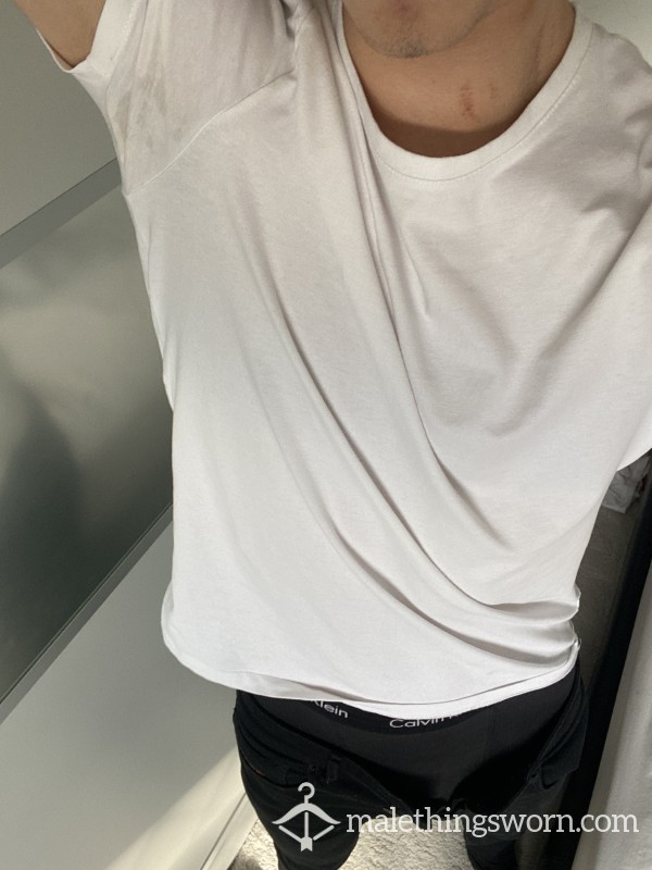 Freshly Worn White T Shirt After Workout