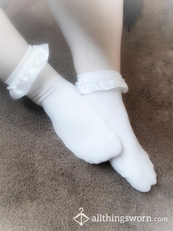 Frilly & Innocent White Socks ~ 5 Day Wear
