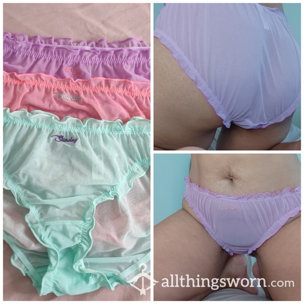 Frilly, Sissy Weekend Panty Set # Includes 24hr Wear For Each Panty