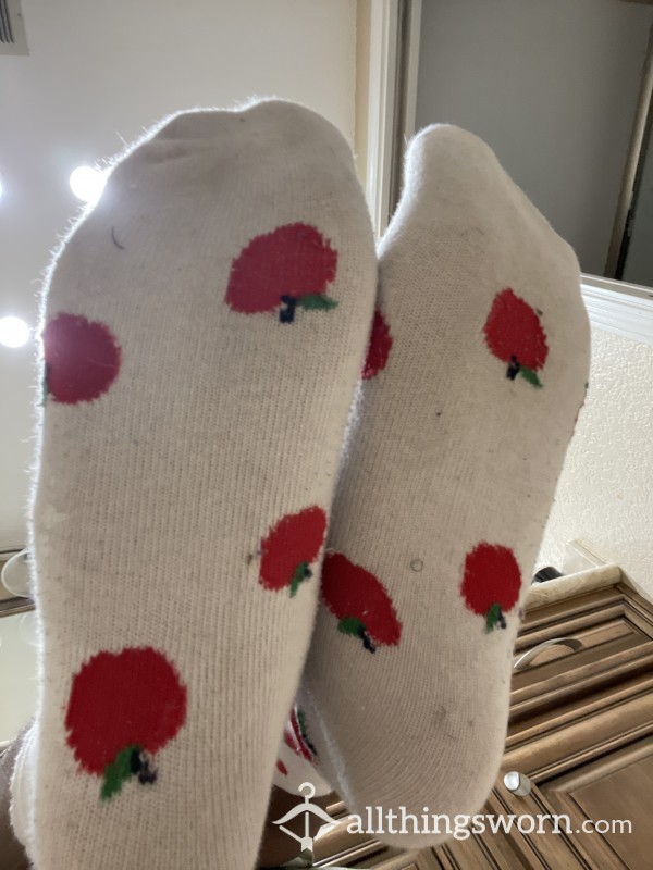 Frilly White Apple Patterned Socks