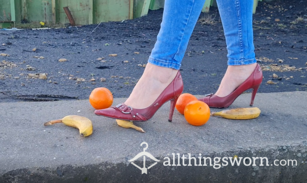 Fruit Crushing With Metal Tipped Faith Heels