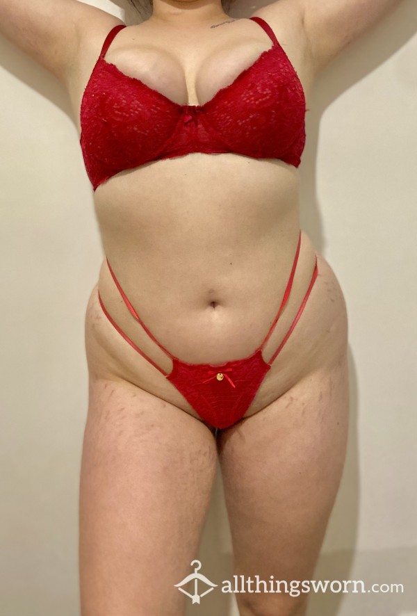 Red Thong And Bra Set 😈❤️