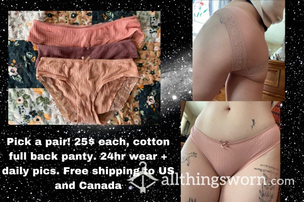 Full Back Cotton Panty // Pick A Pair // 24hr Wear + Daily Pics