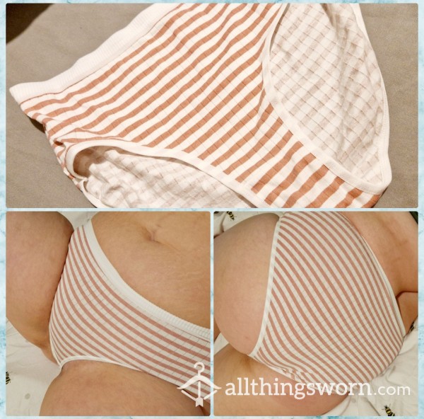 Full Brief Pink And White Striped