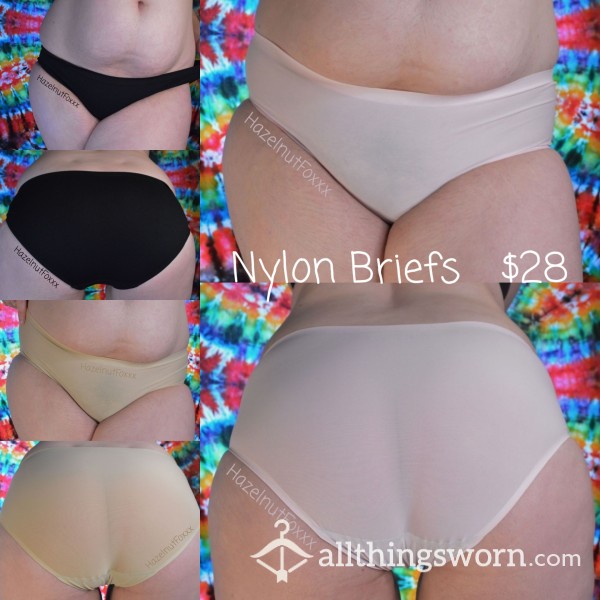 Full Coverage Nylon Brief Panties - 3 Colors To Choose