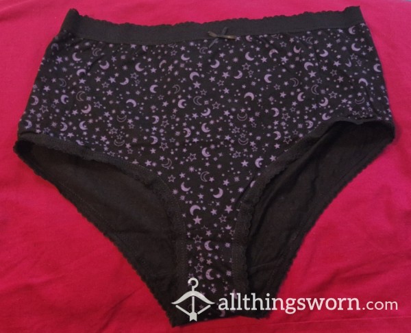 Full Panties Black And Purple - Moon And Stars Design