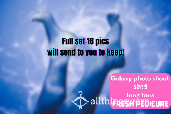 Full Set Of Galaxy Photo Shoot | 18 Photos | Fresh Pedicure | Long Toes