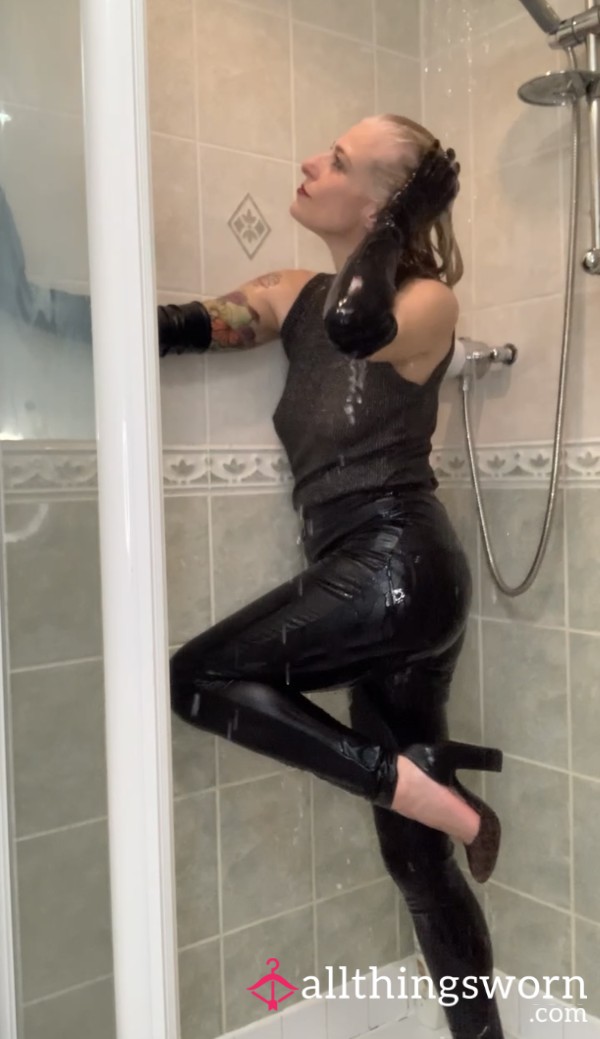 Fully Clothed Shower In PVC & Heels