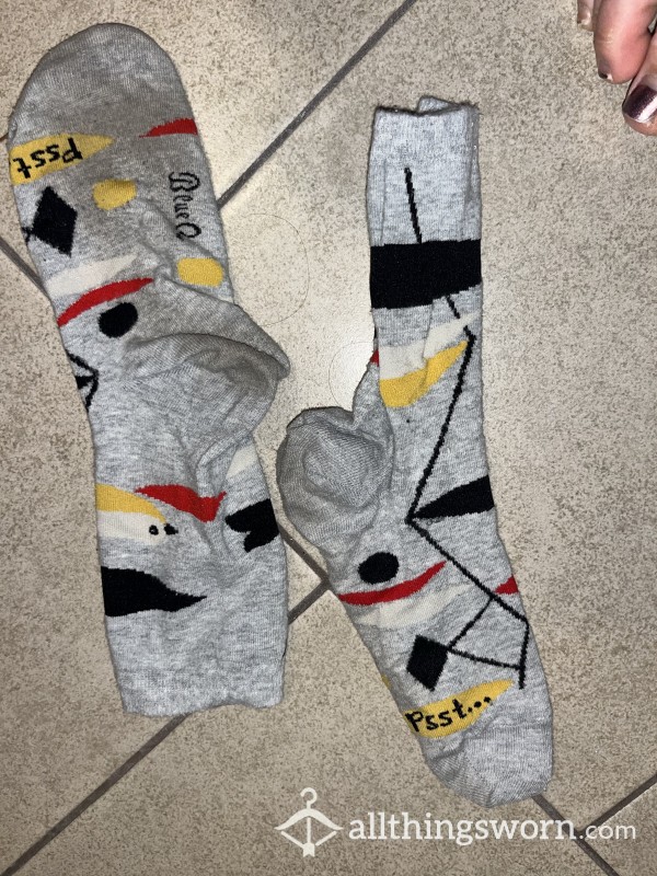 Funky Artsy Grey Patterned Socks 🩶