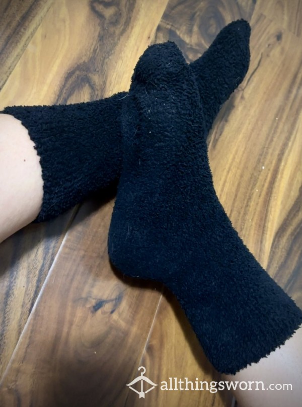Fuzzy Black Boot Socks