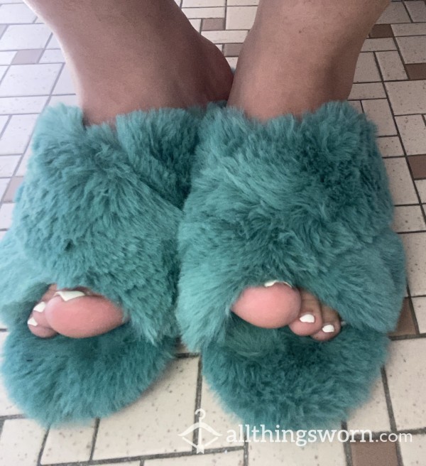 Fuzzy Blue Slippers