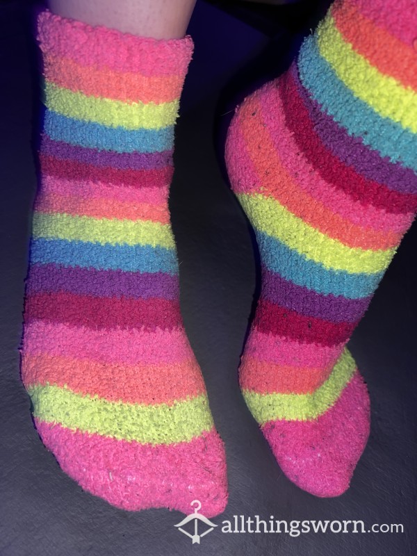 Fuzzy Fluffy Rainbow Socks