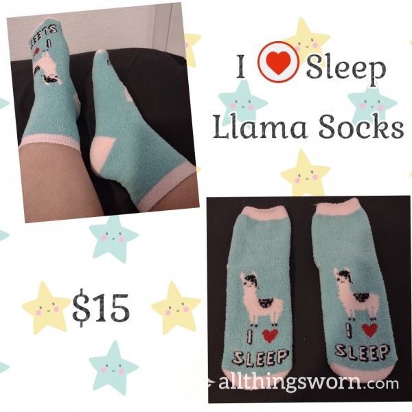 Fuzzy "I ❤ Sleep" Llama Socks