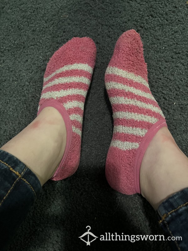Fuzzy Pink Slipper Socks