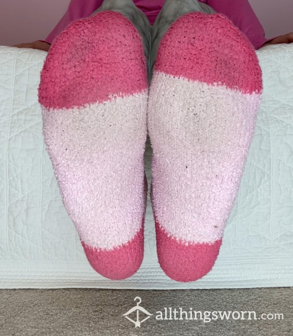 Fuzzy Pink Socks Worn 2 Days