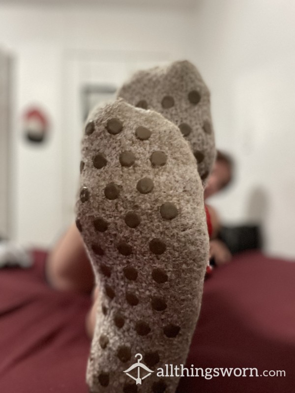 Fuzzy Slipper Socks (brown Or Blue)