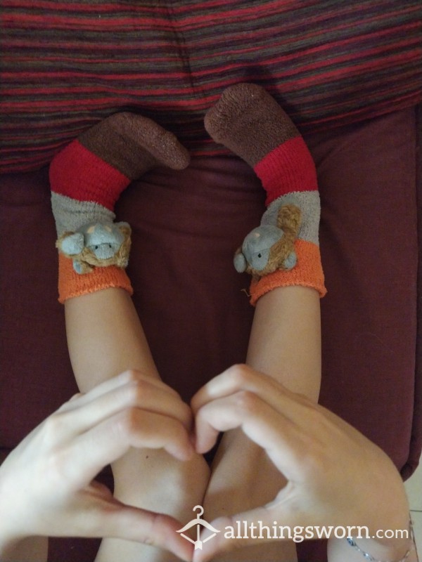 Fuzzy Warm Socks With Monkey