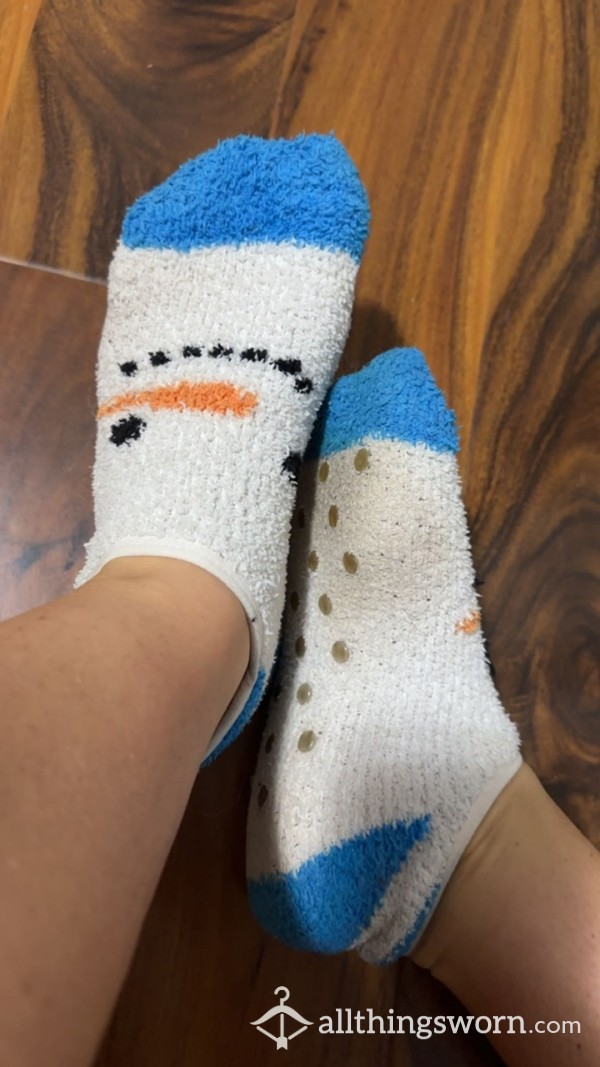 Fuzzy Winter Snowman Socks