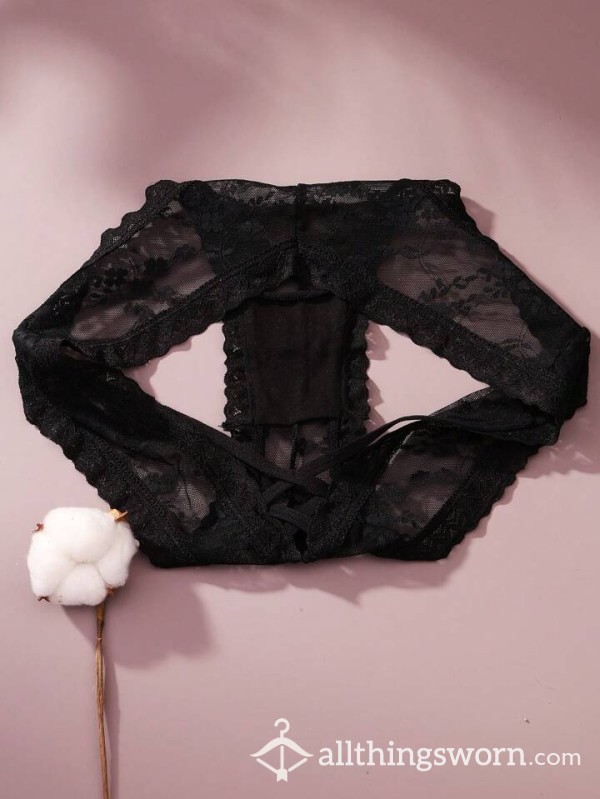 Gentlemen’s Black Lace Thong Panty