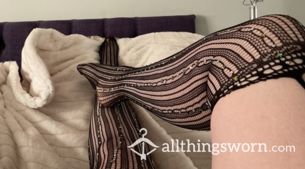 Glam Bling Stockings With Built In Suspender Belt