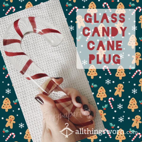 Glass Candy Cane Dildo - Includes 5-photo Set & U.S. Shipping