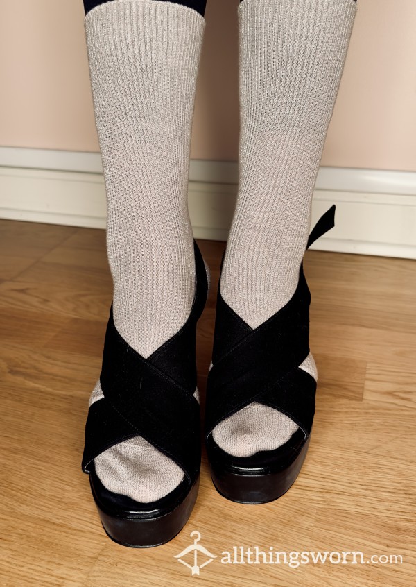 Glitter Silver Socks Worn For 3 Days ❤️