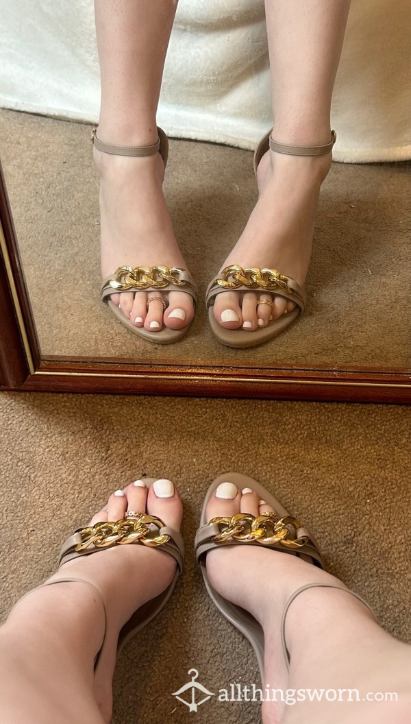 Gold Heels On Bare Feet