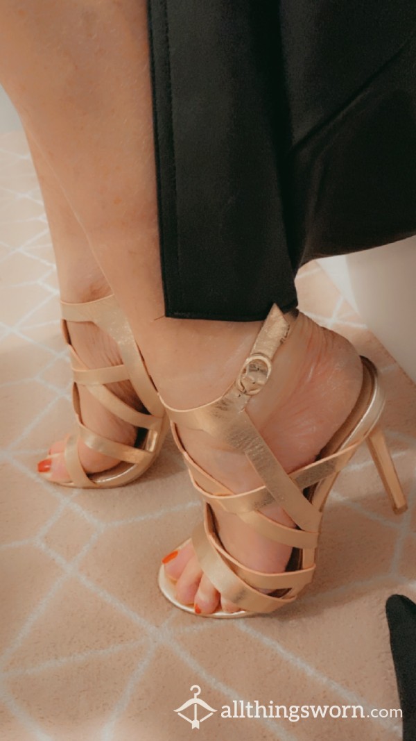 Gold Strappy High Heels