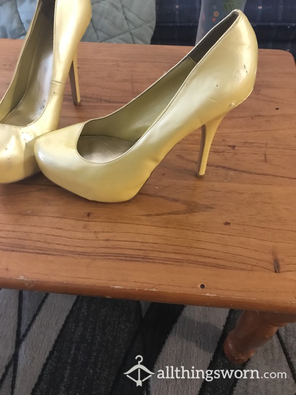 Gold Stripper Heels 8.5 Worn At Club