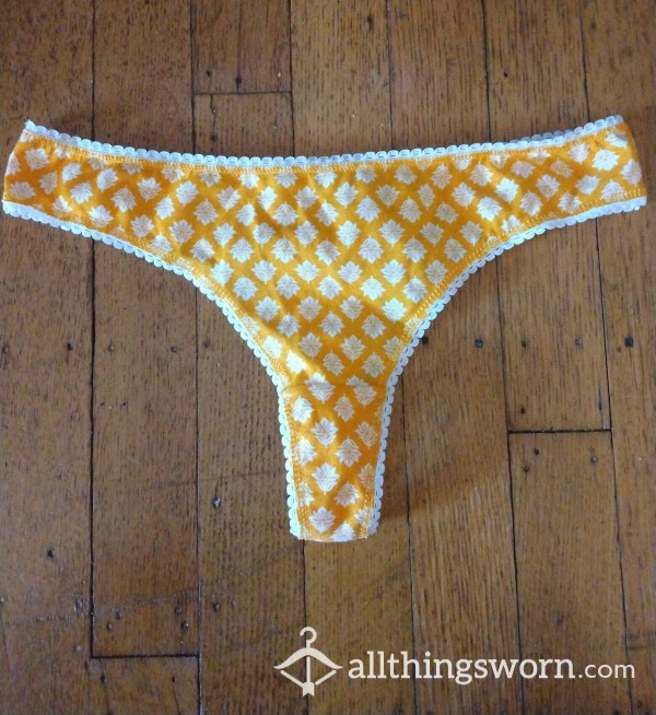 Golden Yellow Thong With White Pattern