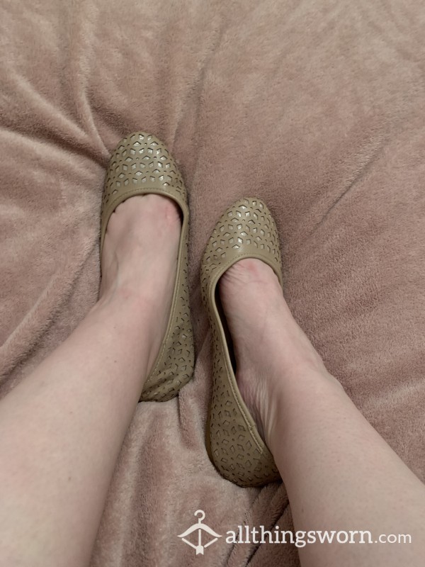 Gold/nude Patterned Flat Shoes/pumps