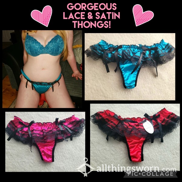 💗💋 Gorgeous Satin & Lace Thongs! 💋💗 (or All 3 For Only £50!!)
